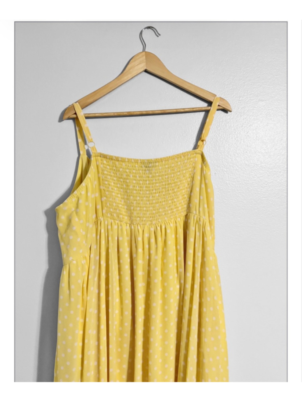 Plus Size Yellow Spotted Midi Dress - Elegant Strappy Summer Style - Picture 10 of 10